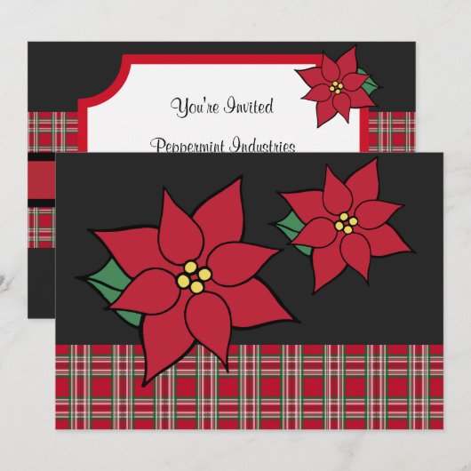 Poinsettia fêtes de Noël Invitations (Devant / Derrière)