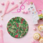 Poinsettia Fir Leaves Ribbons Floral Kerstmis | Papieren Bordje (Feest)