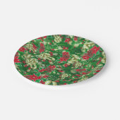 Poinsettia Fir Leaves Ribbons Floral Kerstmis | Papieren Bordje (Gekanteld)