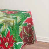 Poinsettia Fir Leaves Ribbons Floral Kerstmis | Tafelkleed (Voorbeeld)