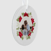 Poinsettia Fleur et Pine photo ronde (devant)