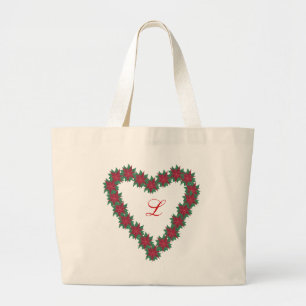 Poinsettia Fleurs coeur en forme de monogramme Sac