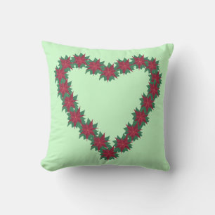 Poinsettia Fleurs Coussins de forme cardiaque