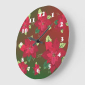 Poinsettia Fleurs de Noël Horloge murale (Angle)