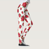 Poinsettia Fleurs de Noël Leggings (Droite)