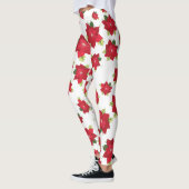 Poinsettia Fleurs de Noël Leggings (Gauche)