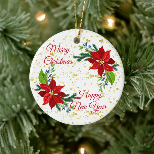 Poinsettia Floral Bouquet, prettige kerst Keramisch Ornament (Boom)