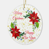 Poinsettia Floral Bouquet, prettige kerst Keramisch Ornament (Links)