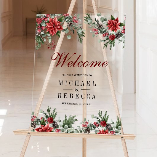 Poinsettia Floral Christmas Wedding Welcome