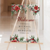 Poinsettia Floral Christmas Wedding Welcome Acryl Bord