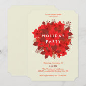 Poinsettia Floral Decor Fête Invitation (Devant / Derrière)