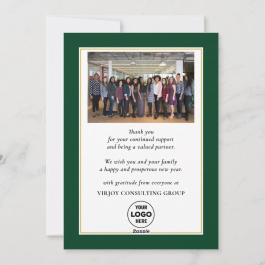 Poinsettia Floral Elegant Script Photo Business Feestdagenkaart (Achterkant)