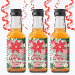 Poinsettia Floral Holiday, aangepast mini Likeurfles Etiket