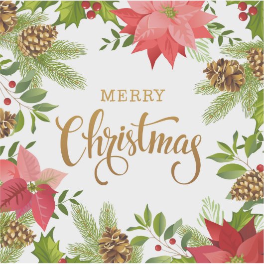 Poinsettia Floral Kerstmis | FEESTDAGEN Sticker (Voorkant)