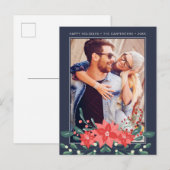 Poinsettia Floral Mistletoe | Carte de vacances ph (Devant / Derrière)