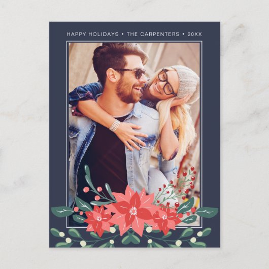 Poinsettia Floral Mistletoe | Carte de vacances ph (Devant)