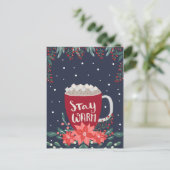 Poinsettia Floral Mistletoe Feestdagenkaart (Staand voorkant)