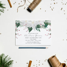 Poinsettia Floral Noël Dîner Invitation