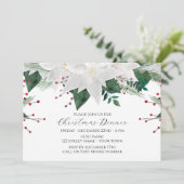 Poinsettia Floral Noël Dîner Invitation (Debout devant)