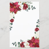Poinsettia Floral Winter Red Wedding Menu Kaarten (Achterkant)