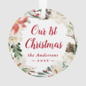 Poinsettia Floral Wreath Photo de Noël (dos)