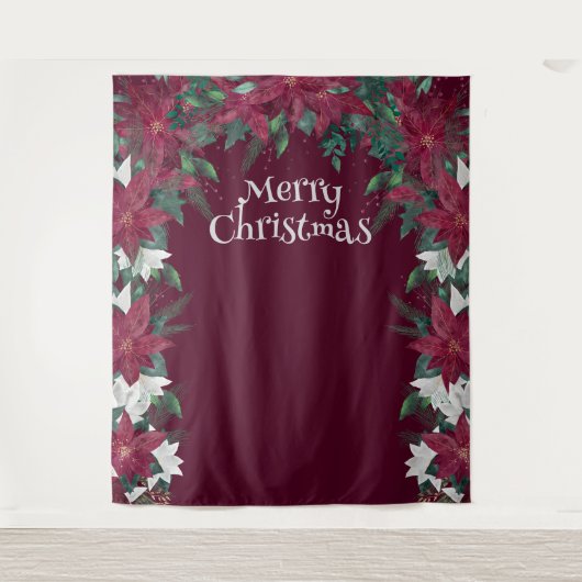 Poinsettia Flower kerstfoto Booth Backdrop Wandkleed (Voorkant)