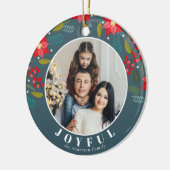 Poinsettia Flower Pattern Foto Joyful Holiday Keramisch Ornament (Links)