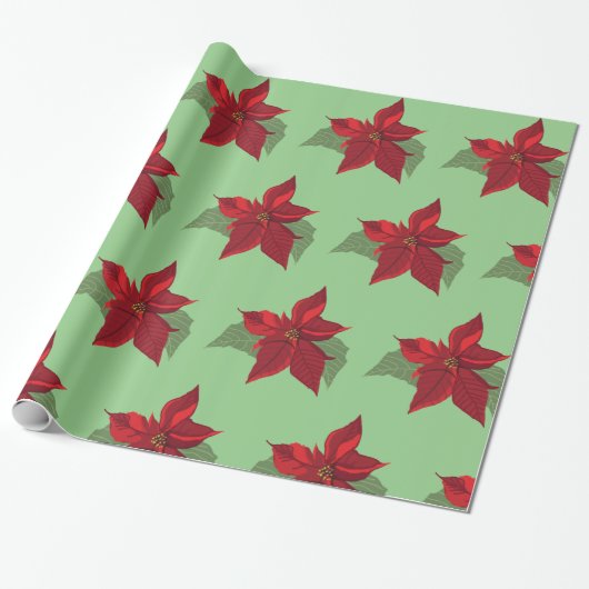 Poinsettia Flowers Cadeaupapier (Uitgerold)