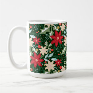 Poinsettia Flowers Leaves Holiday Kerstmis Koffiemok