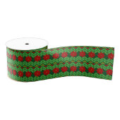 Poinsettia Flowers Red Gold and Green Pretty Grosgrain Lint (Spoel)