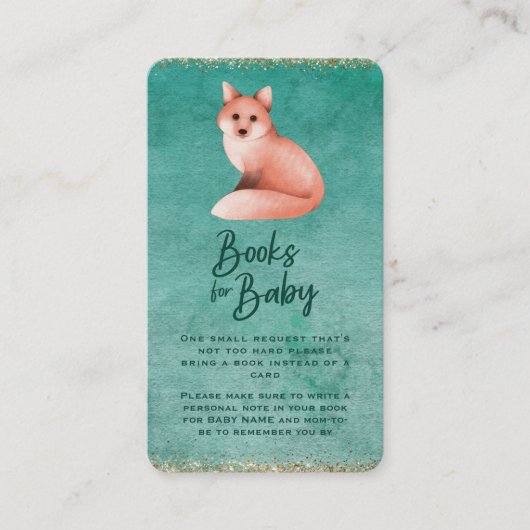 Poinsettia Fox Baby shower Book Request Informatiekaartje (Voorkant)