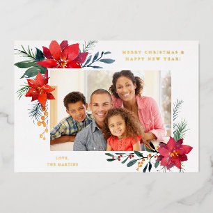 Poinsettia Frame H Foto Vakantie Folie Uitnodiging
