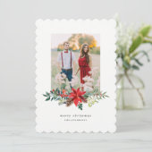 Poinsettia Garland-fotokaart Feestdagenkaart (Staand voorkant)