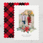 Poinsettia Garland-fotokaart Feestdagenkaart (Voorkant / Achterkant)