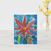 Poinsettia gevouwen Wenskaart Kaart (Gele Bloem)