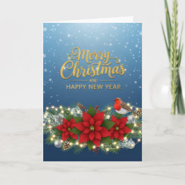 Poinsettia Glow Christmas & New Year Card Kaart