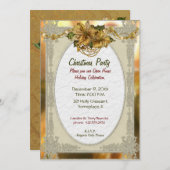 Poinsettia Gold Christmas Invitation (Devant / Derrière)