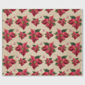 Poinsettia Gold-contouren Cadeaupapier (Vlak)