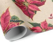 Poinsettia Gold-contouren Cadeaupapier (Rol Hoek)