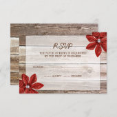 Poinsettia Grange Mariage en bois Carte de réponse (Devant / Derrière)