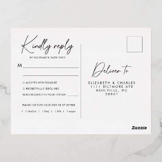 Poinsettia Groen Kerstvakantie RSVP Folie Uitnodiging Briefkaart (Achterkant)