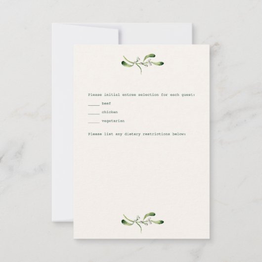 Poinsettia Groene Blad Bruiloft RSVP (Achterkant)