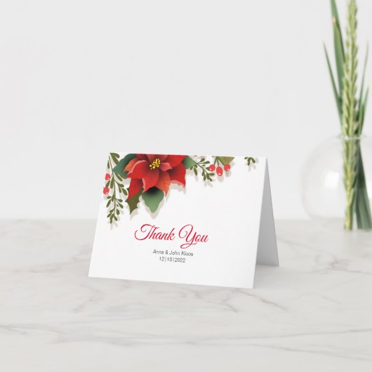 Poinsettia Hartelijk dank Bedankkaart (Voorkant)