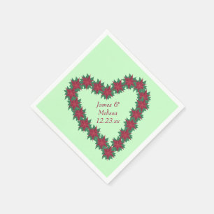 Poinsettia Heart Kerstmis Aangepast Napkins Servetten