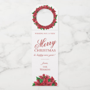 Poinsettia Holiday Bottle Hanger Labels