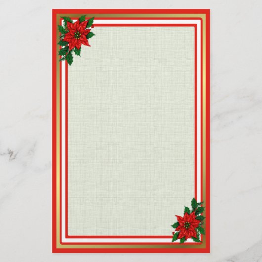 Poinsettia Holiday Briefpapier (Voorkant)