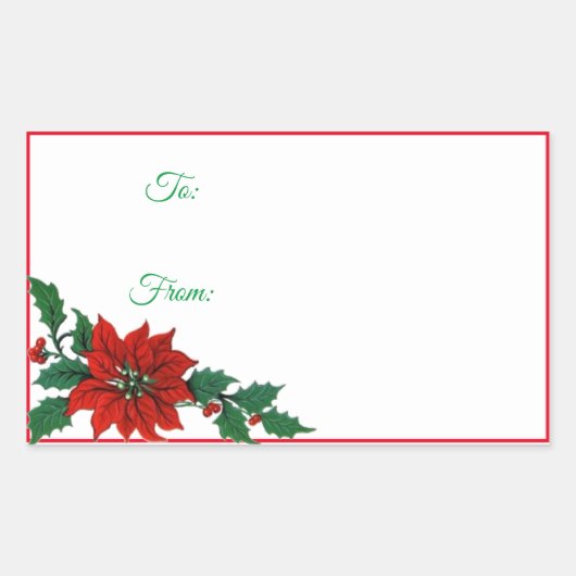 Poinsettia Holiday Kerst sticker Gift Labels (Voorkant)
