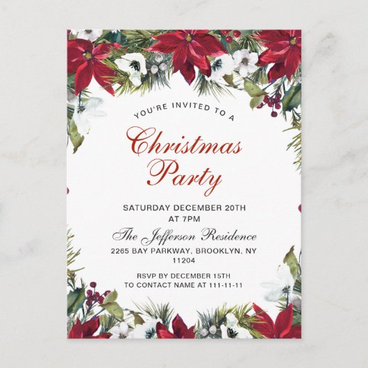 Poinsettia Holiday-kerstfeestkaart Briefkaart (Voorkant)