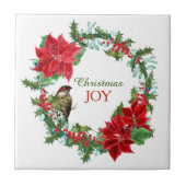 Poinsettia Holly Berry KerstJoy Tegeltje (Voorkant)