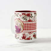 Poinsettia Holly En vichy Bordure Mug (Devant gauche)